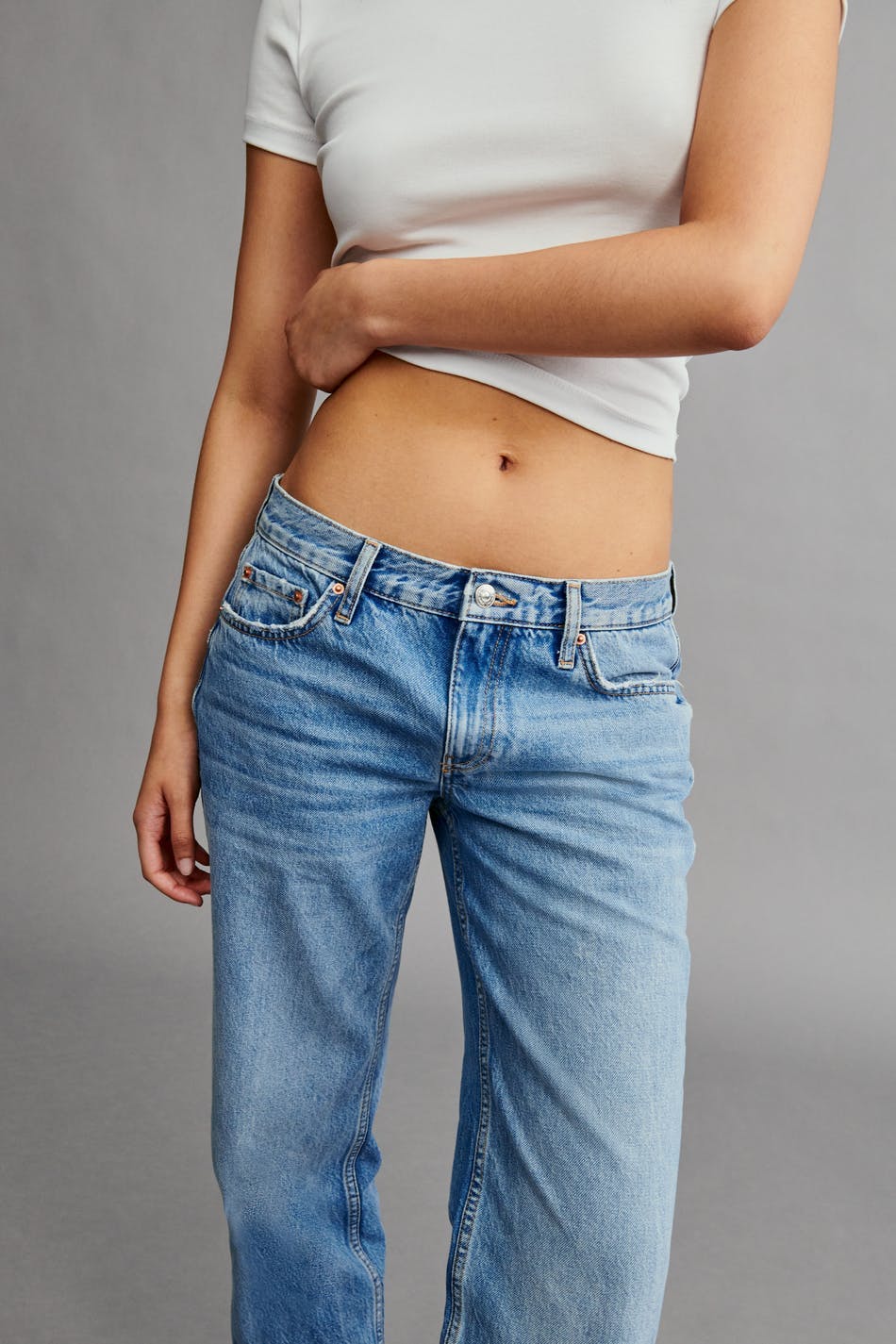 low straight jeans - Classic blue