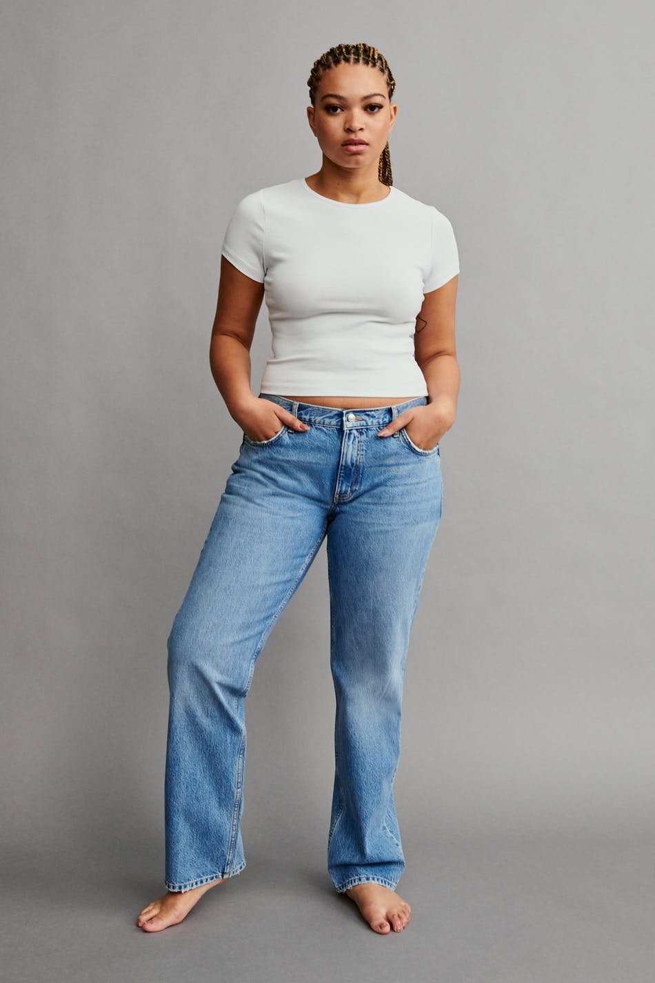 low straight jeans - Classic blue