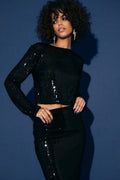 Nikki sequin top - Noir
