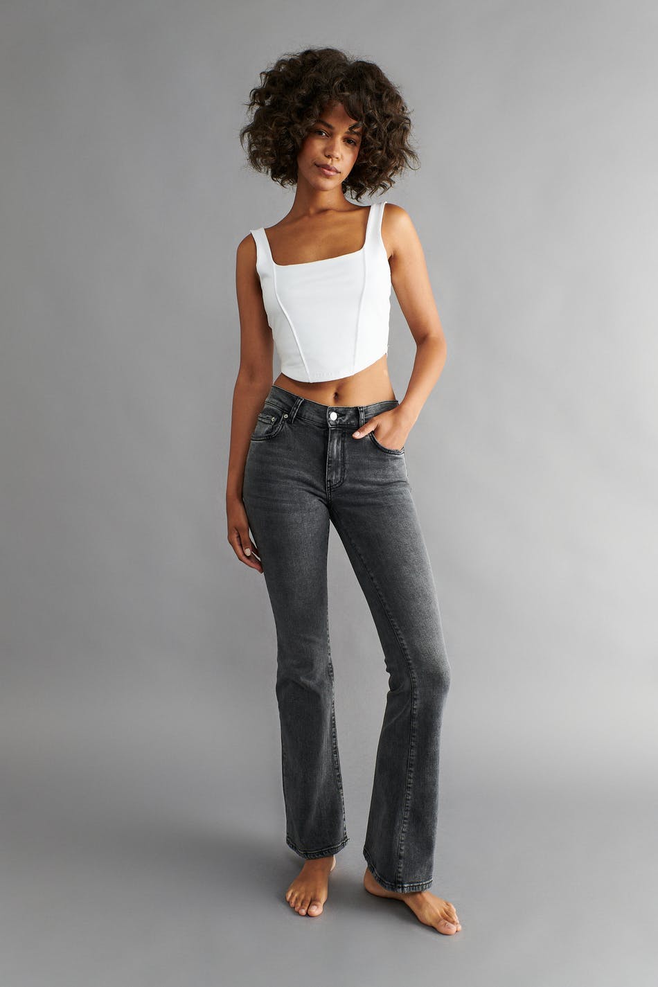 low waist bootcut jeans - Noir