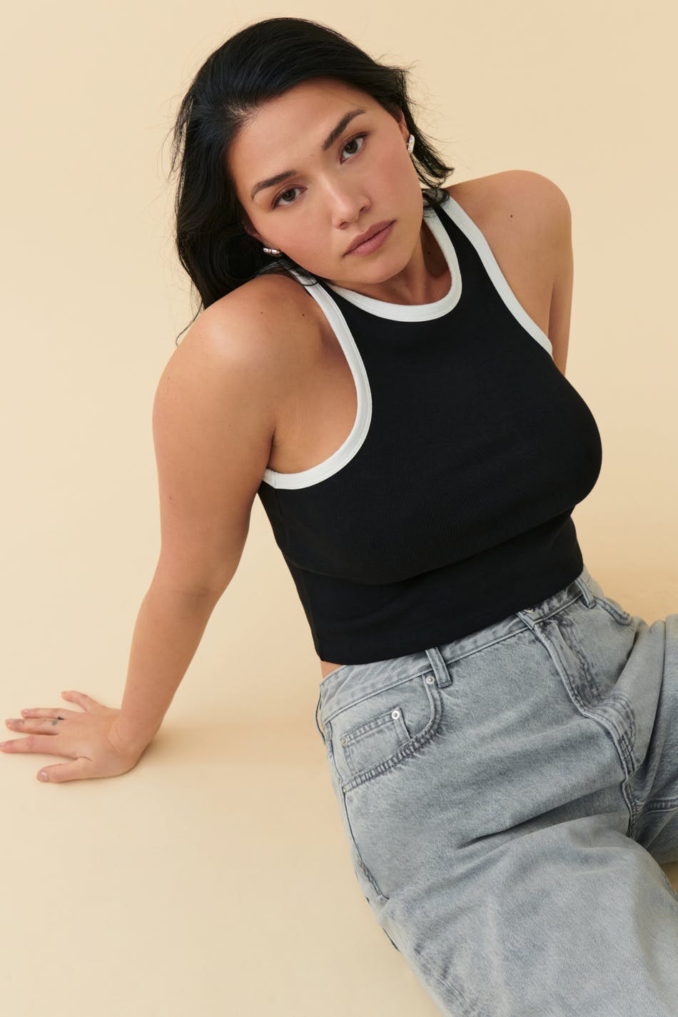 Ciara tank - Black/white