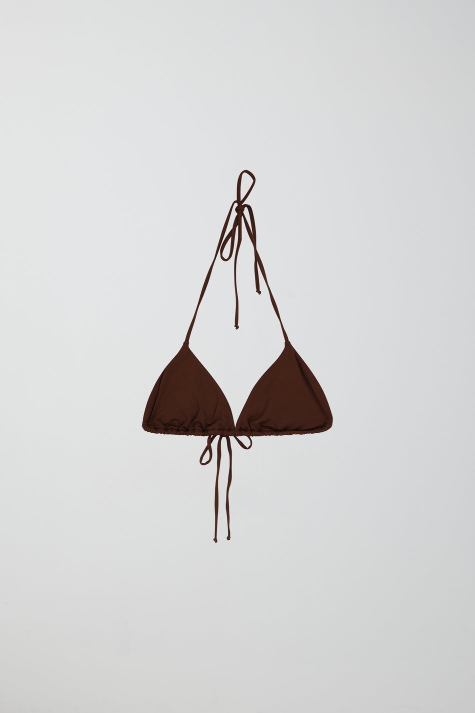 Shiny halterneck bikini triangle - Chicory coffee