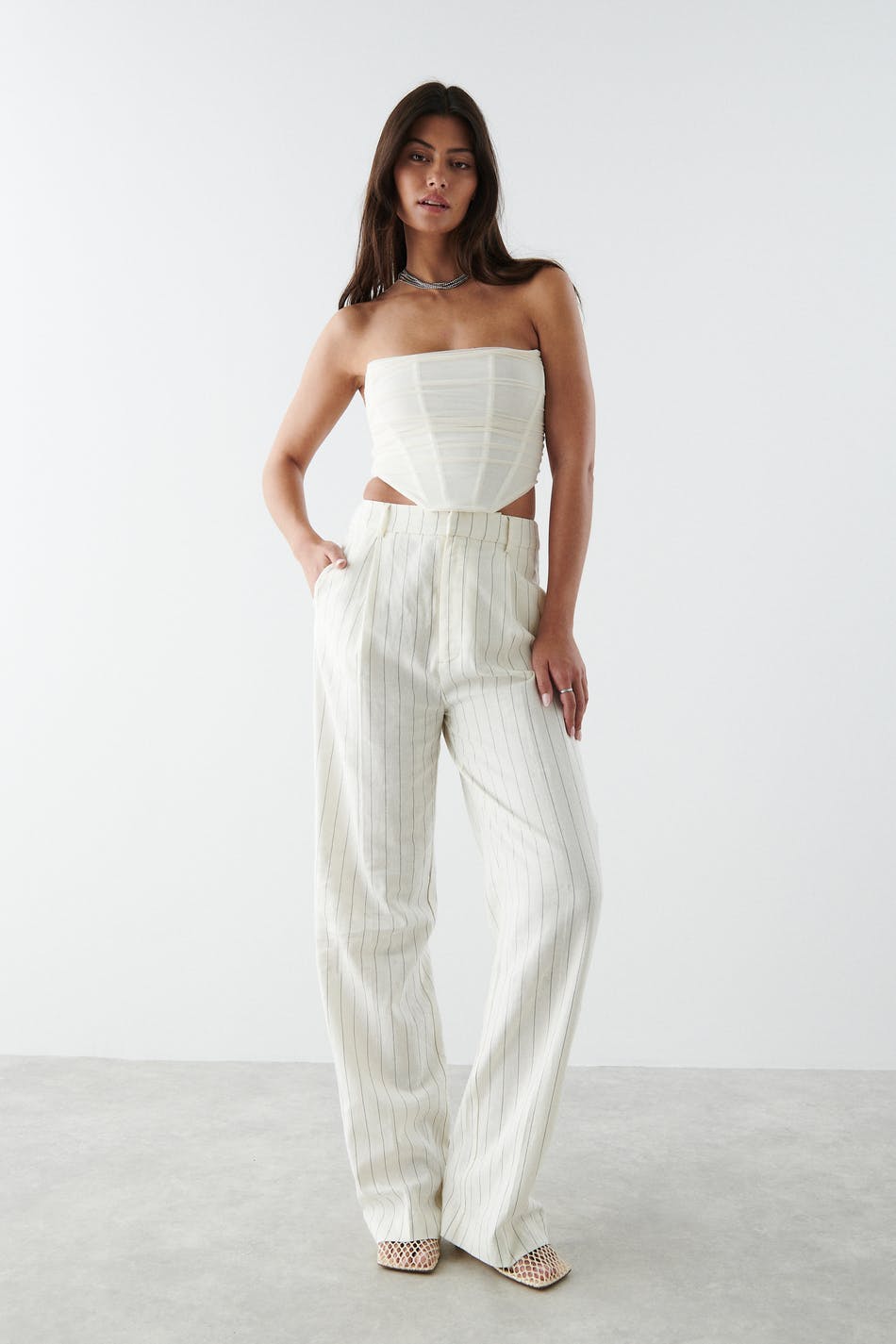 mesh corset - Blanc cassé