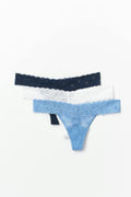 3-pack lace string - Multi pink