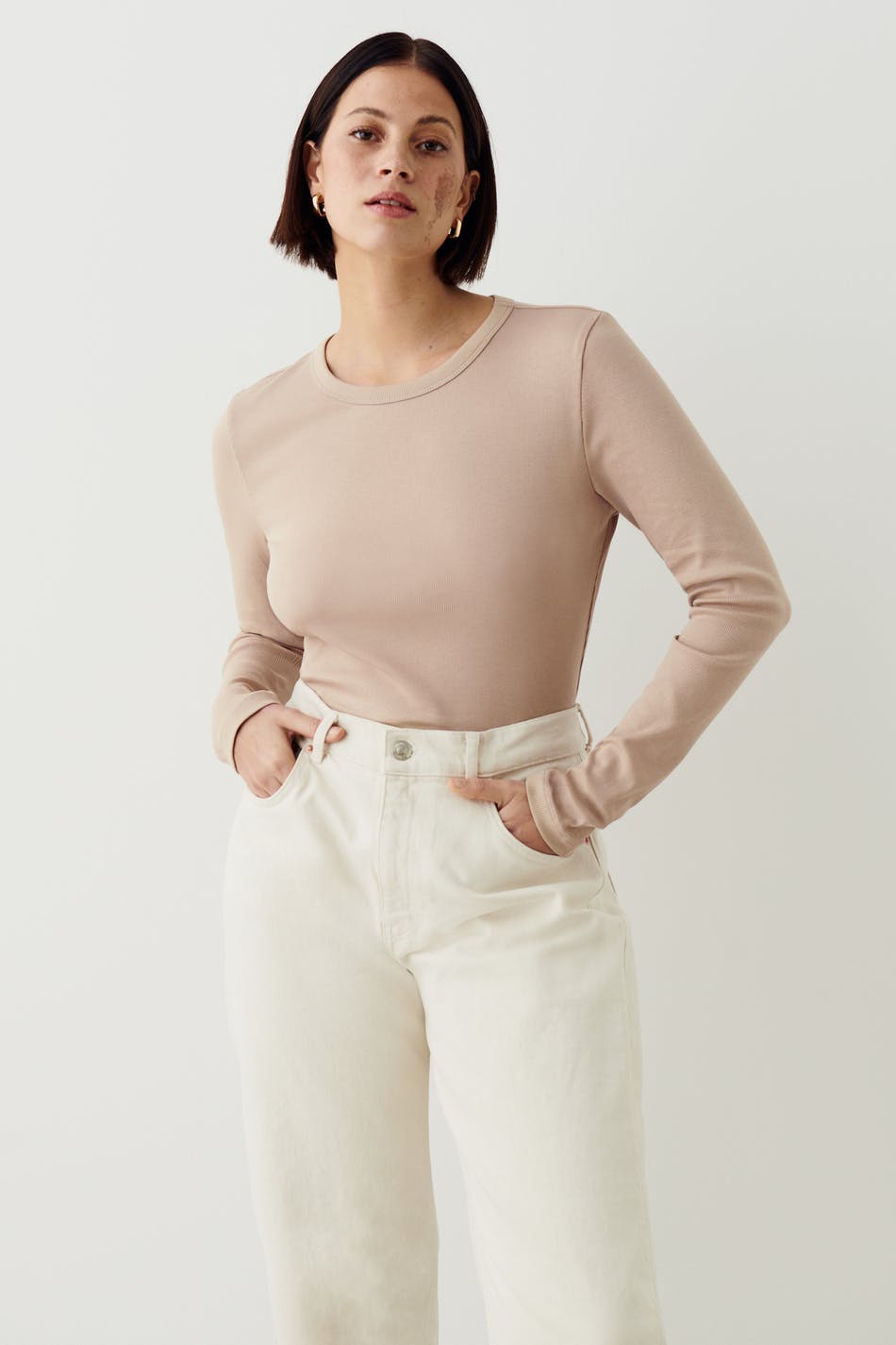 Basic long sleeve top - Blanc cassé