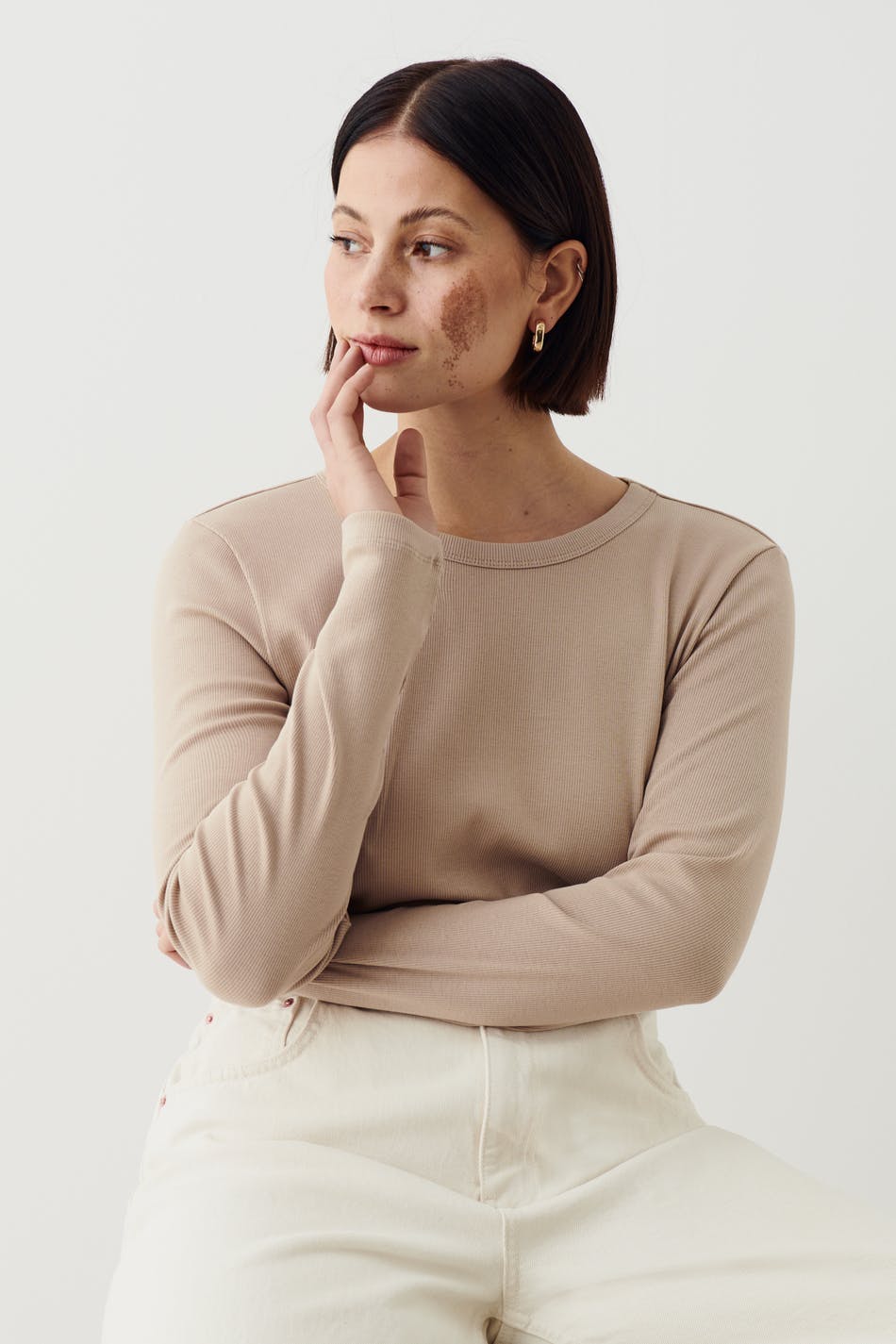 Basic long sleeve top - Blanc cassé