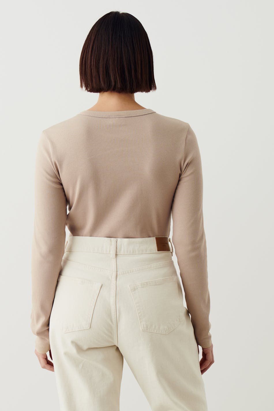 Basic long sleeve top - Blanc cassé