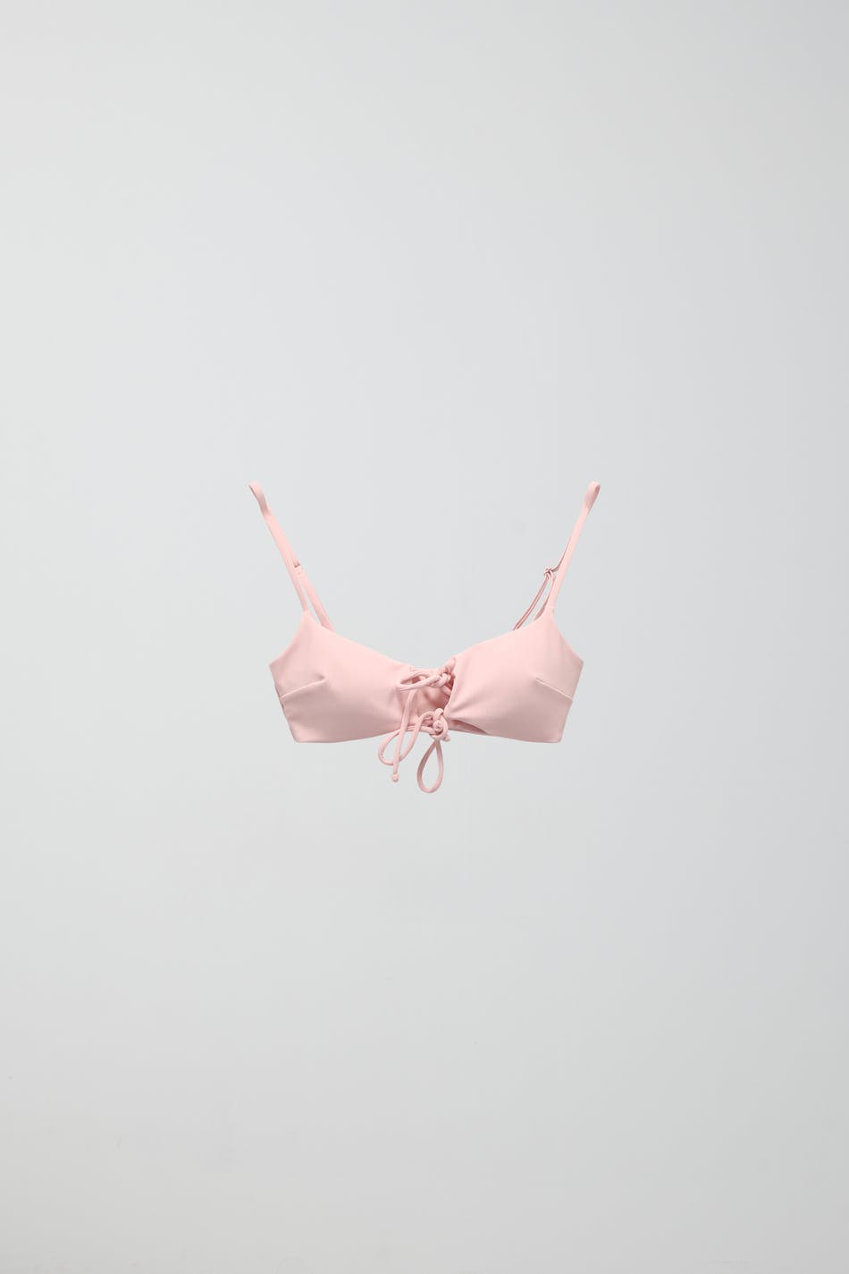 Rib tie bikini top - Chalk pink