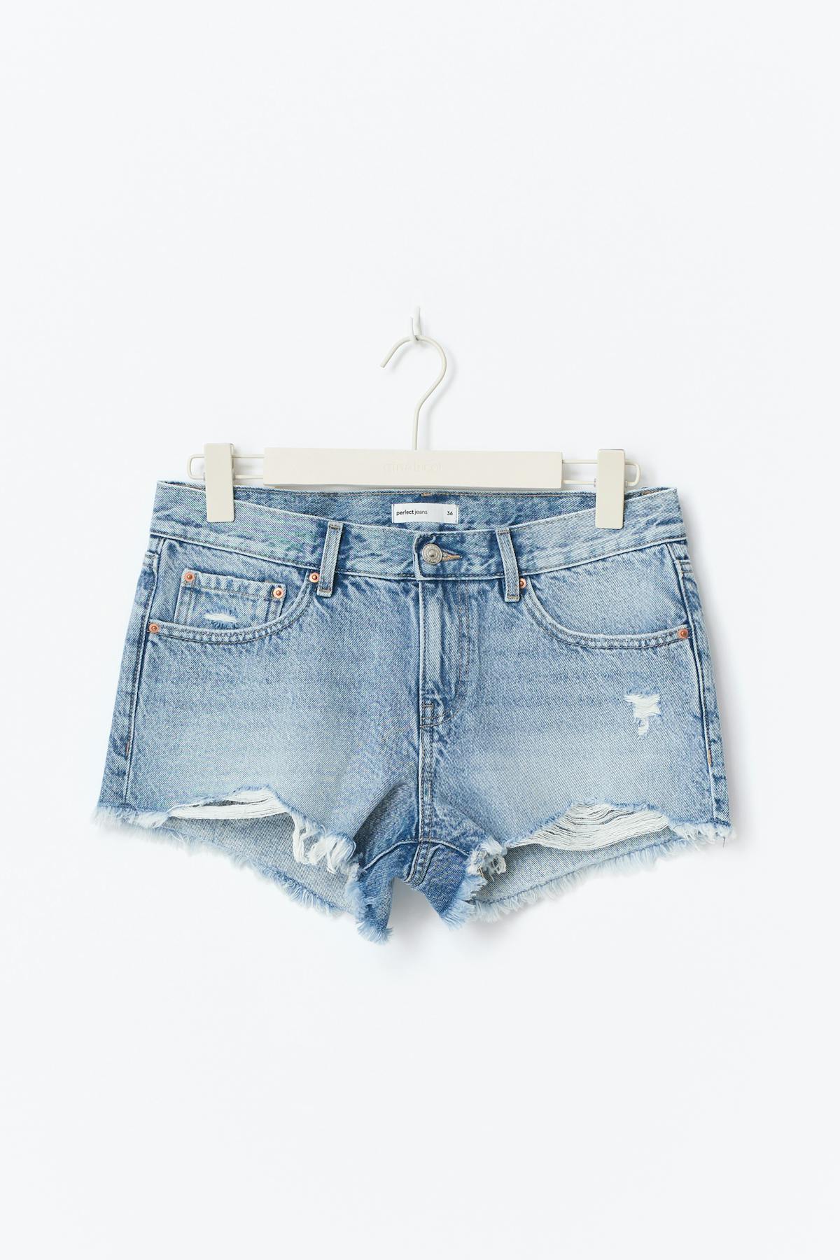 Low denim shorts - Bleu clair