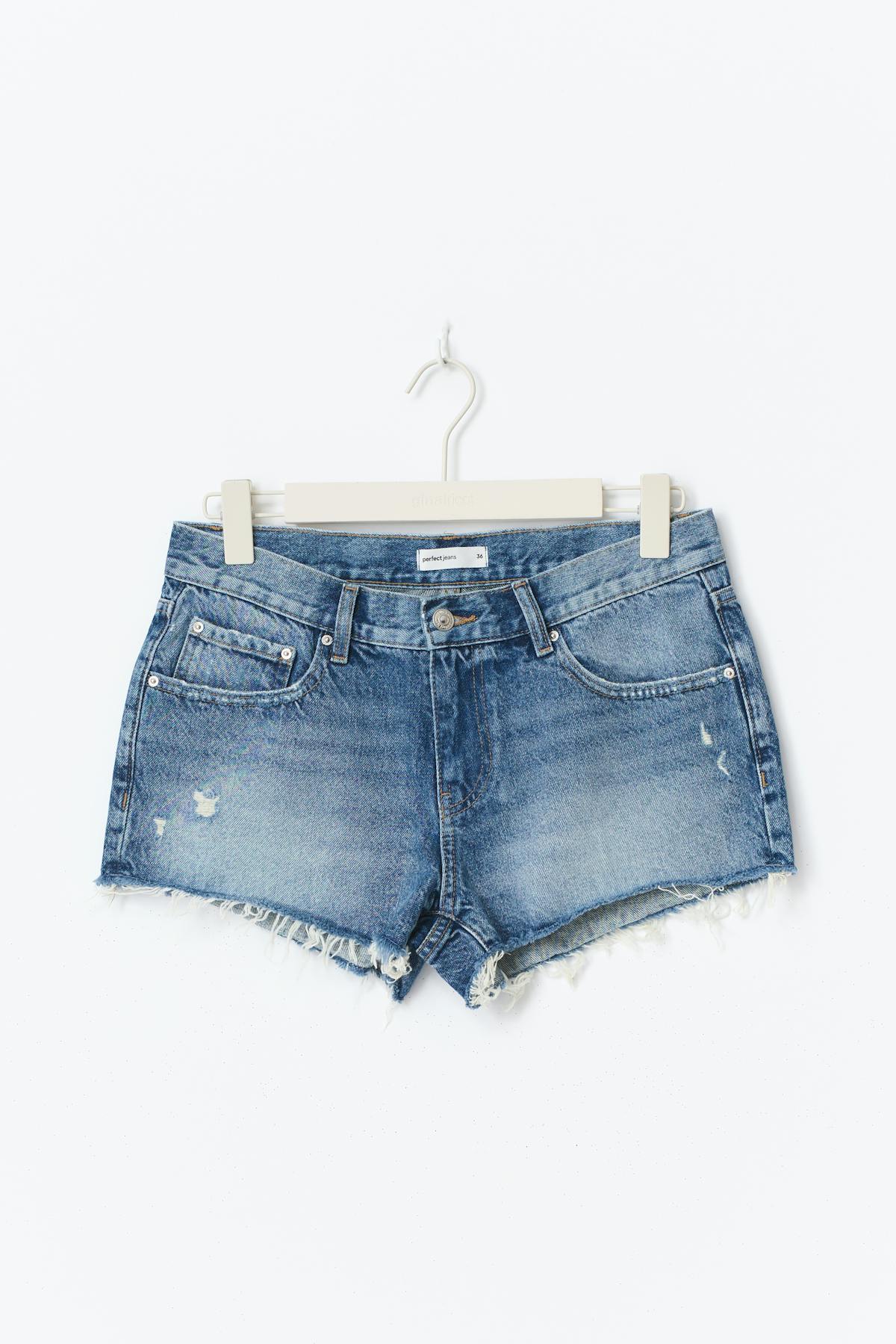 Low denim shorts - Bleu clair
