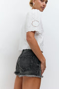 Low denim shorts - Offblack