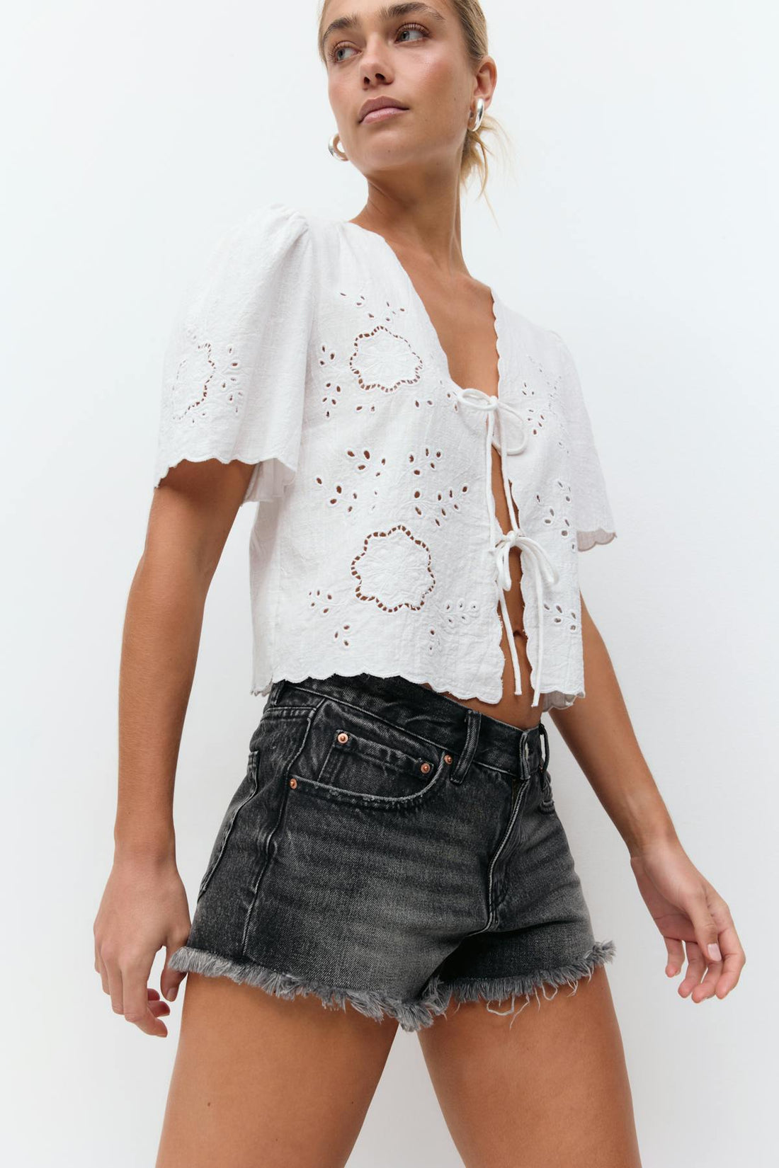 Low denim shorts - Offblack