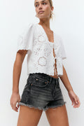 Low denim shorts - Offblack