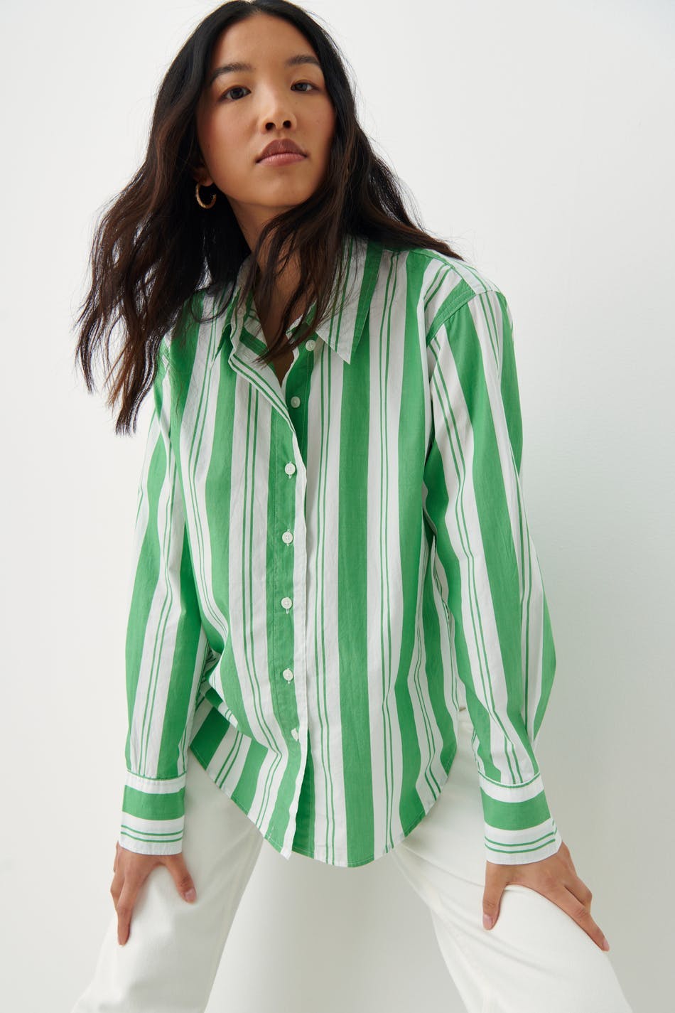 Poplin shirt - Green stripe