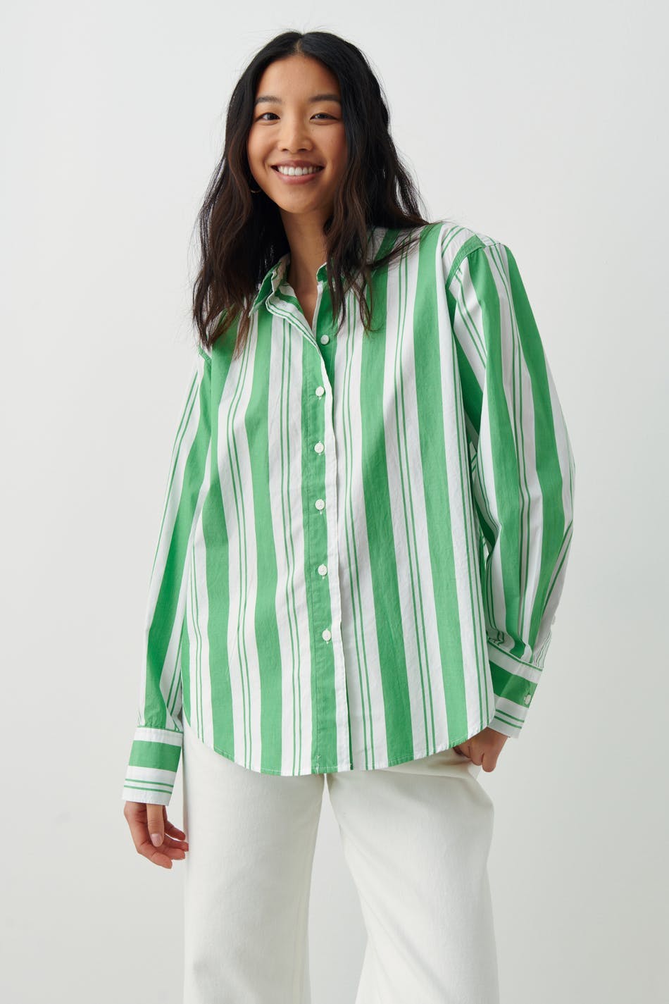 Poplin shirt - Green stripe