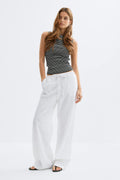 linen blend trousers - Blanc