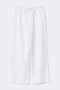 linen blend trousers - Blanc