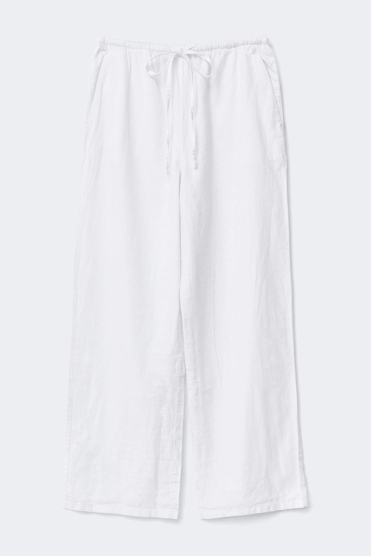 linen blend trousers - Blanc