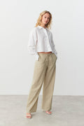 linen blend trousers - Blanc