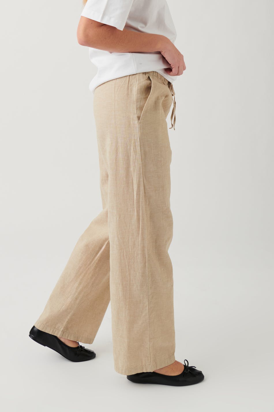 linen blend trousers - Blanc