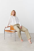 linen blend trousers - Blanc