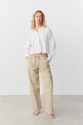 linen blend trousers - New linen beige