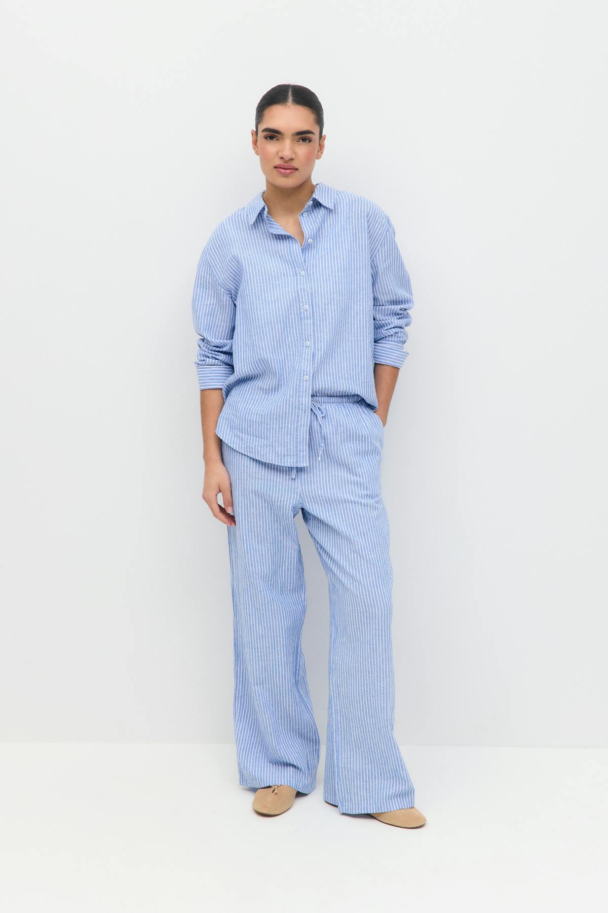 linen blend trousers - Noir