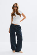 linen blend trousers - Noir