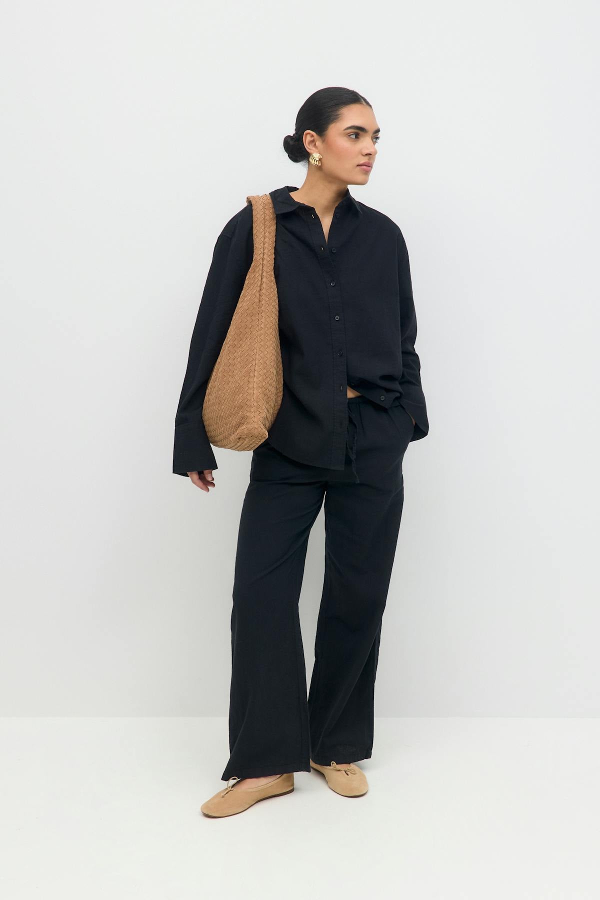 linen blend trousers - New linen beige