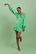 Puff sleeve mini dress - 645 poison gree