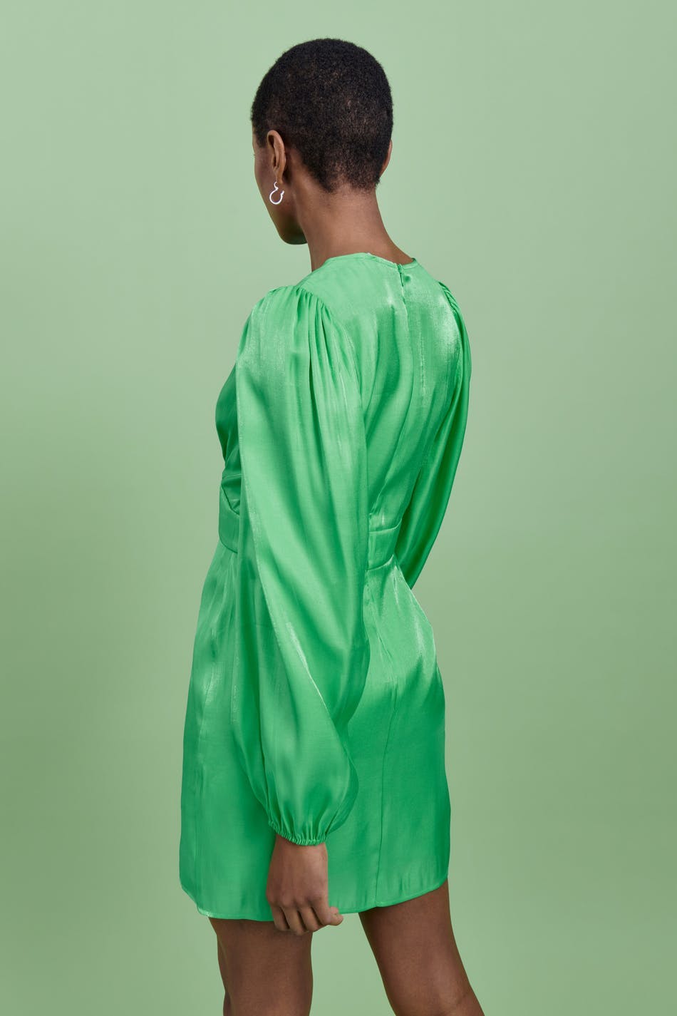 Puff sleeve mini dress - 645 poison gree
