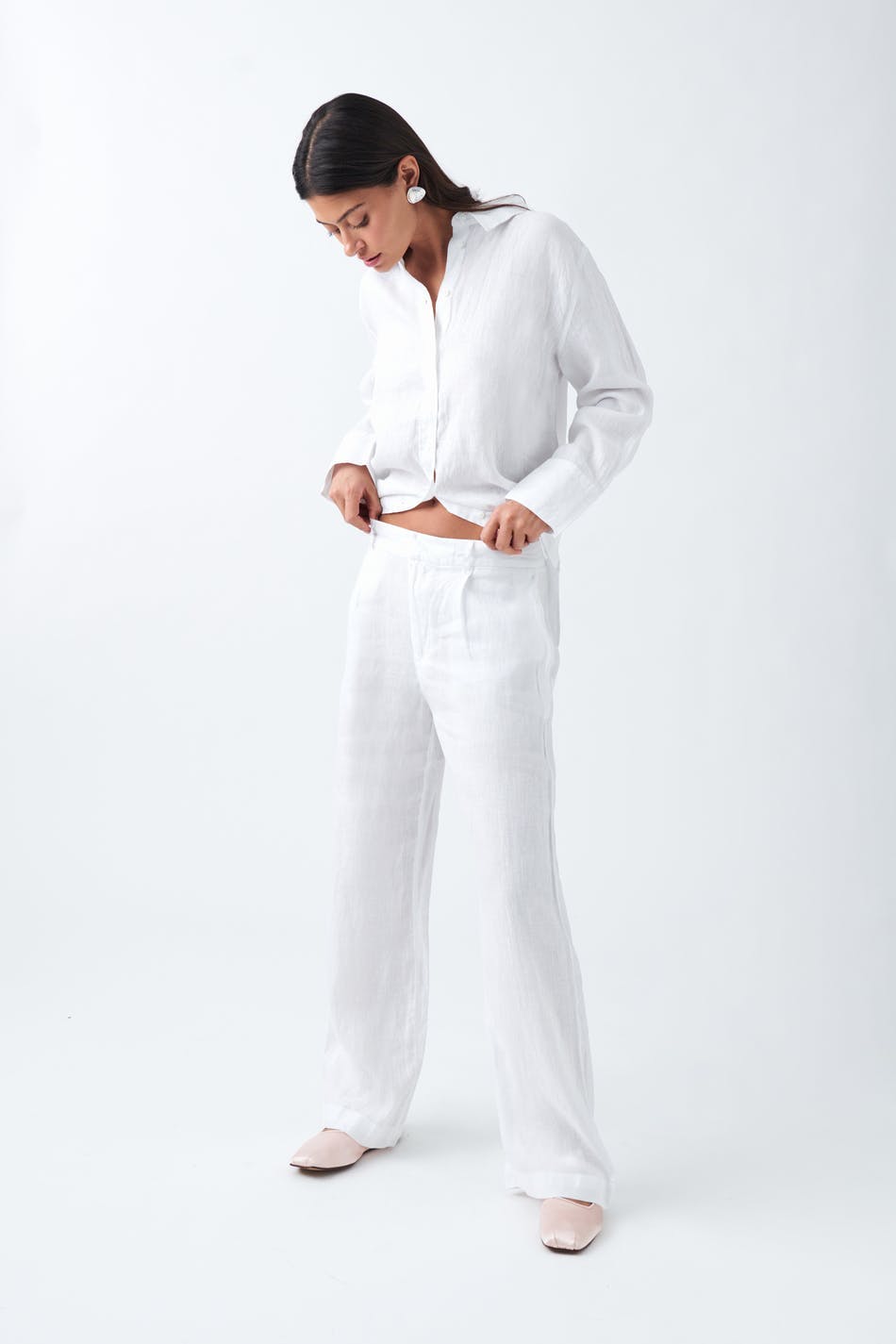 linen trousers - Lt linen beige