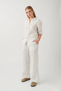 linen trousers - Blanc