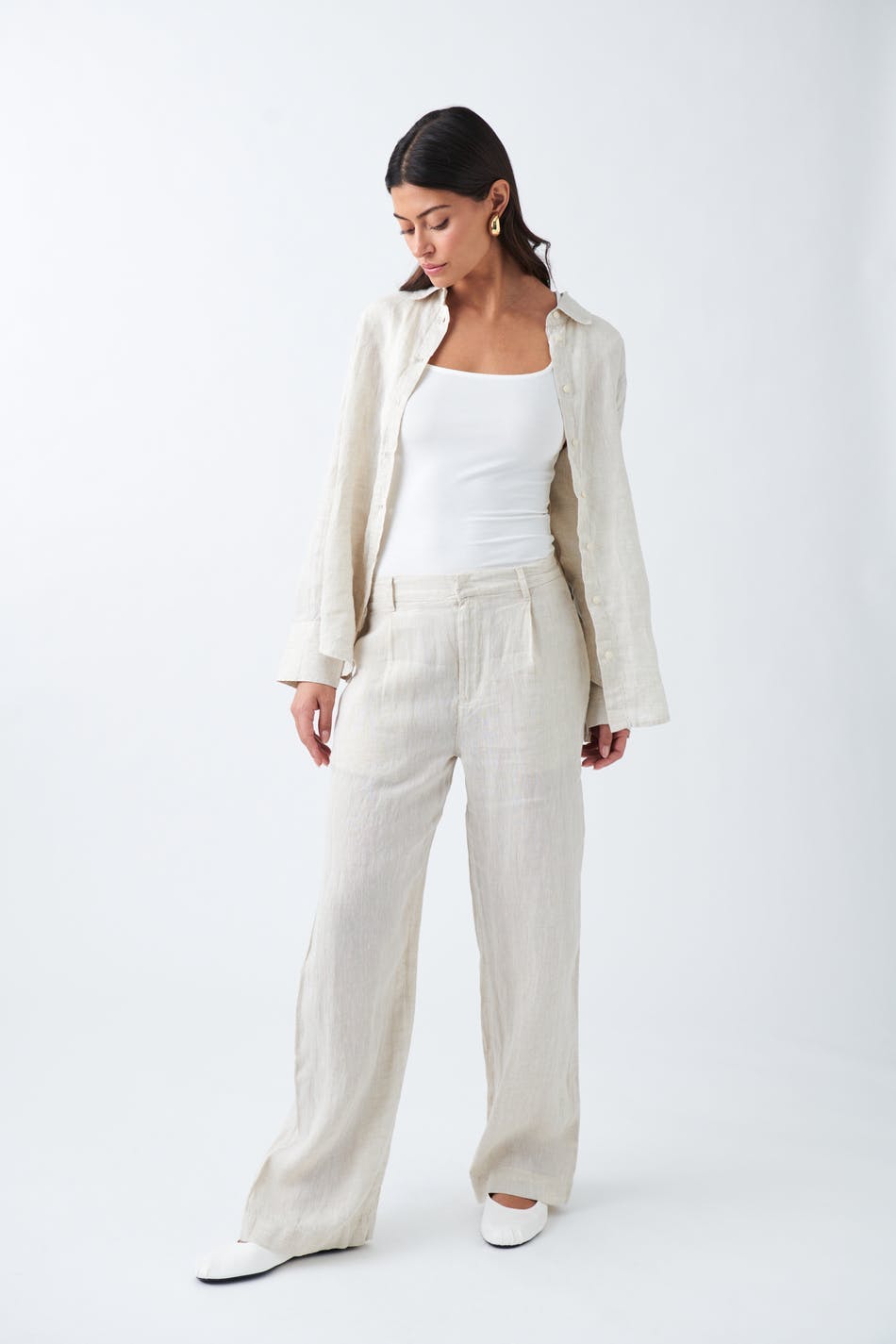 linen trousers - Lt linen beige
