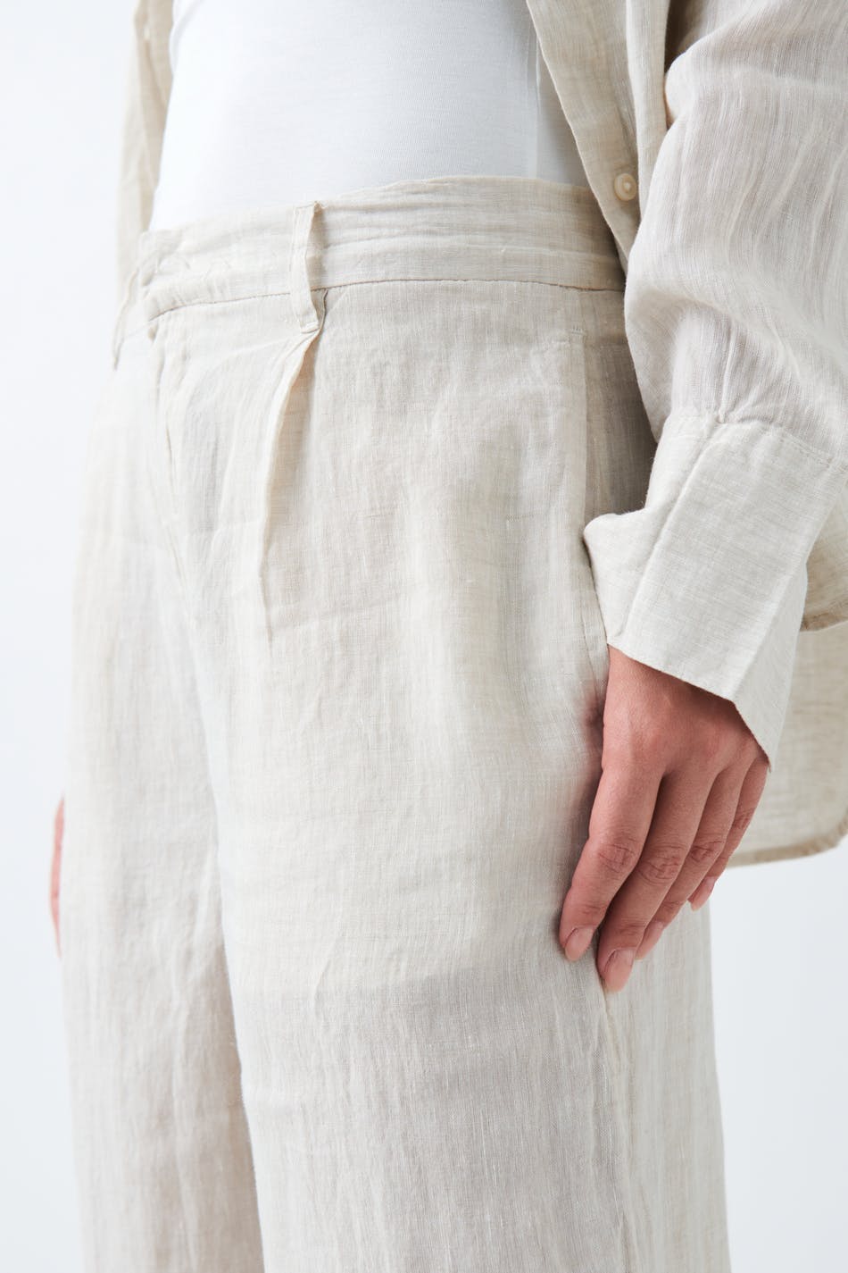 linen trousers - Lt linen beige