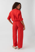 linen trousers - Offwh/stripe