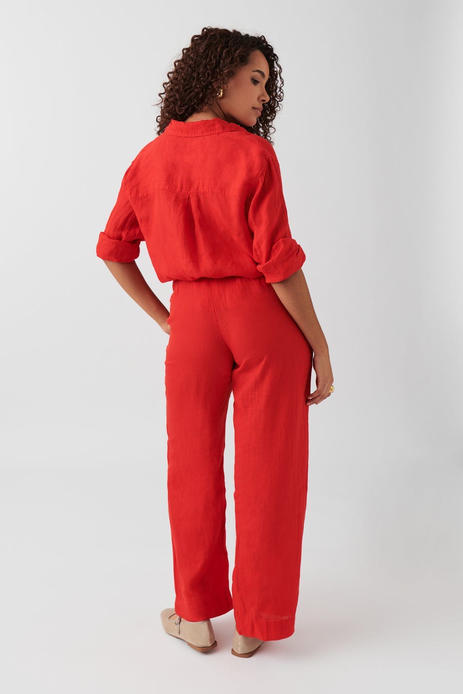linen trousers - Offwh/stripe