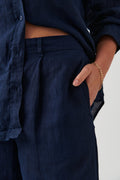 linen trousers - Noir