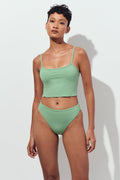 Rib highwaist bikini brief - Mineral green