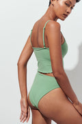 Rib highwaist bikini brief - Mineral green