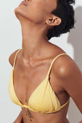 Shiny tie triangle bikini top - Pale banana