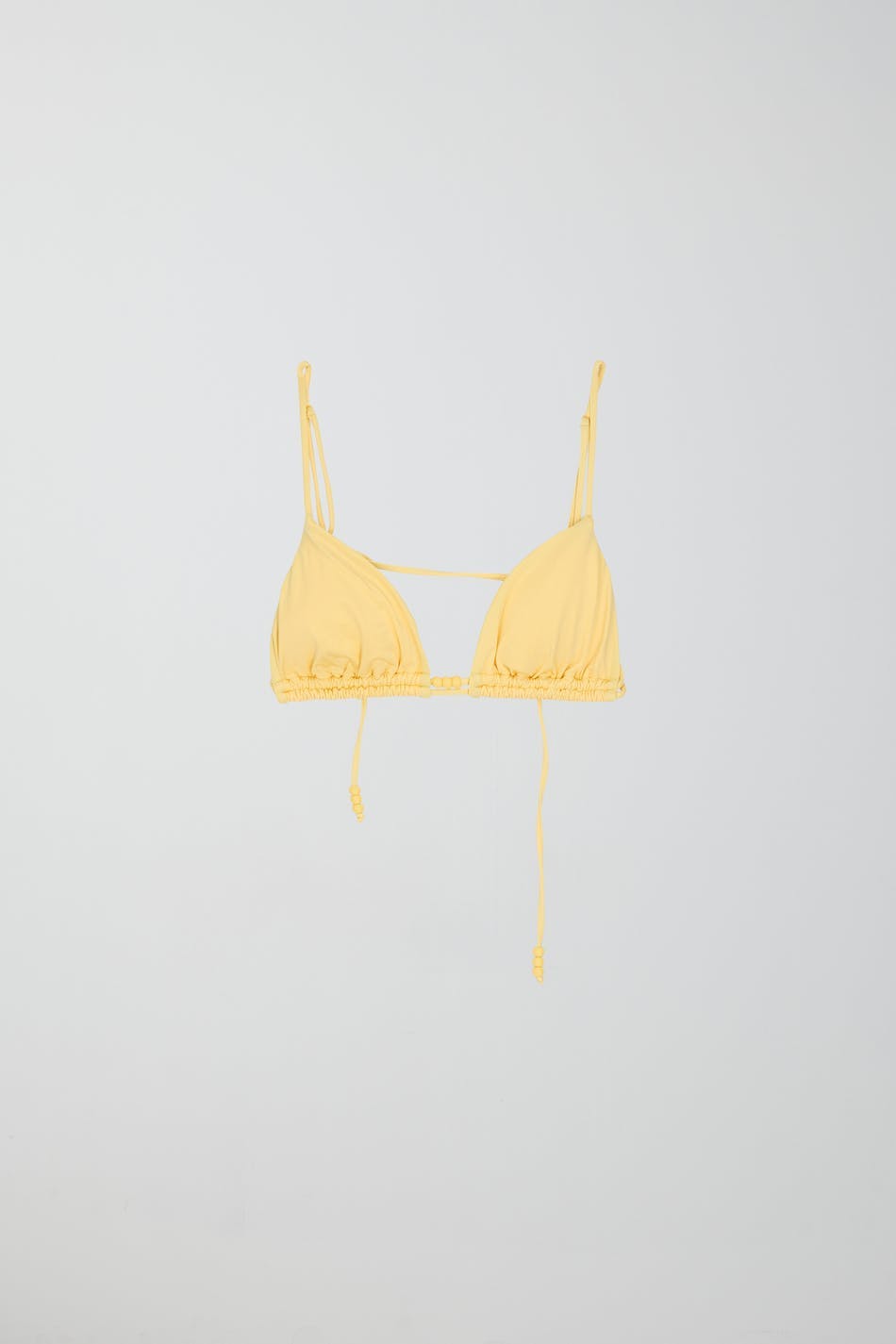 Shiny tie triangle bikini top - Pale banana