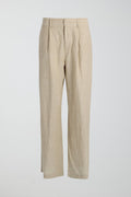 tall linen trousers - Noir