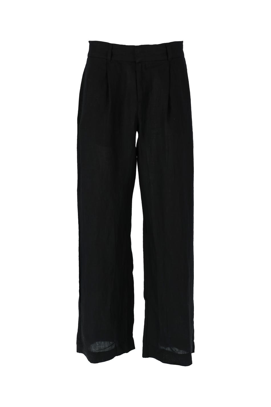 tall linen trousers - Noir