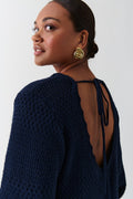 Open back crochet dress - Navy blazer