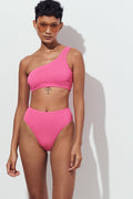 One shoulder bikini top - Azalea pink