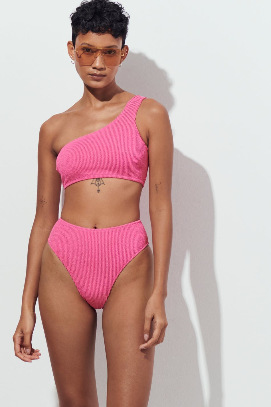 One shoulder bikini top - Azalea pink