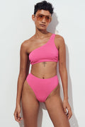 One shoulder bikini top - Azalea pink