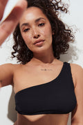 One shoulder bikini top - Noir