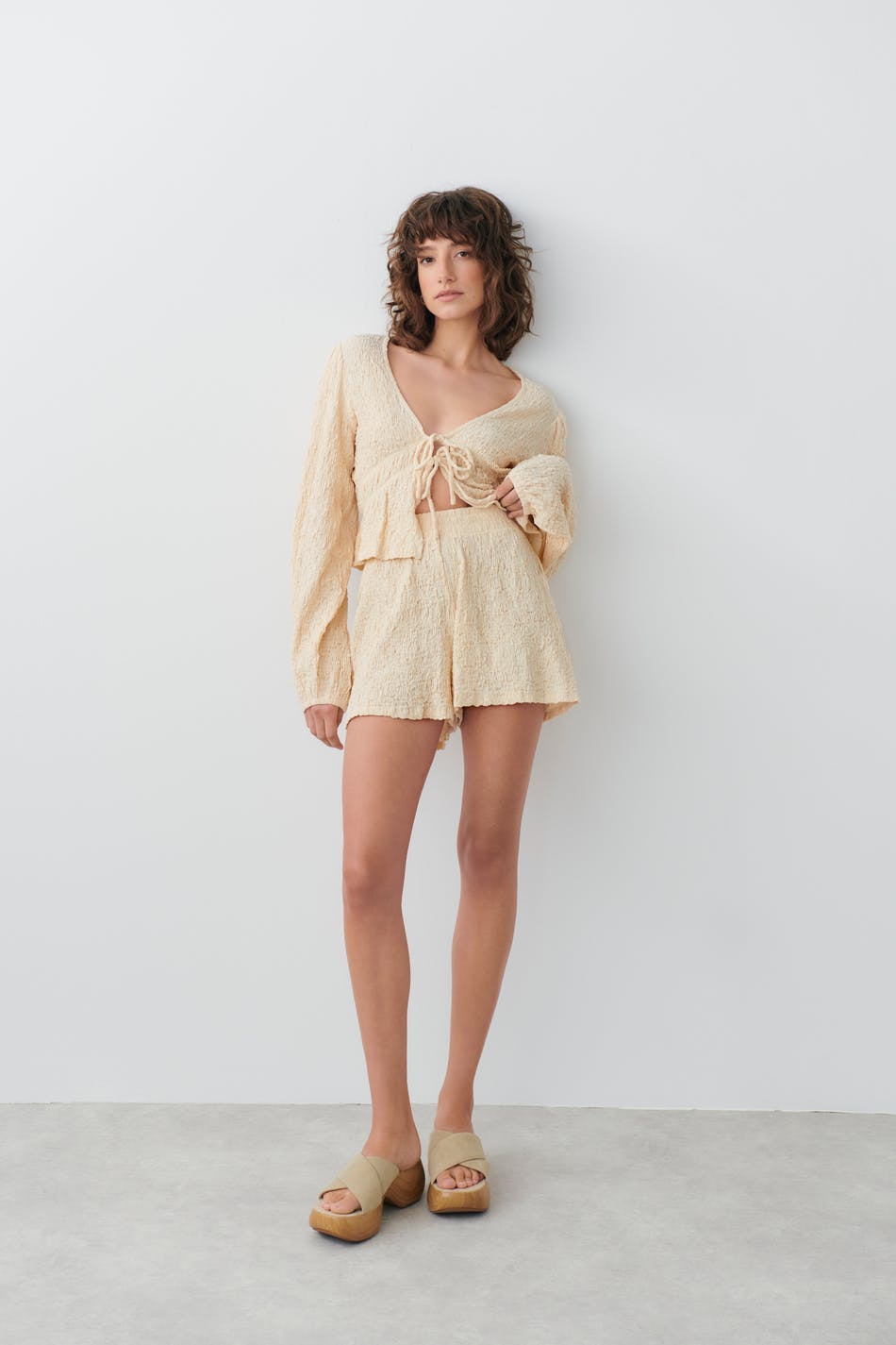 Structured jersey shorts - Tapioca